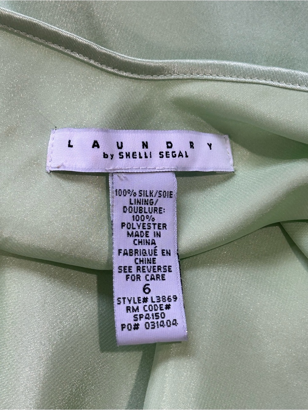 Laundry Shelli Segal Silk Dress S 6 Chartreuse Green Asymmetrical Slip Y2K Fairy - Picture 10 of 10